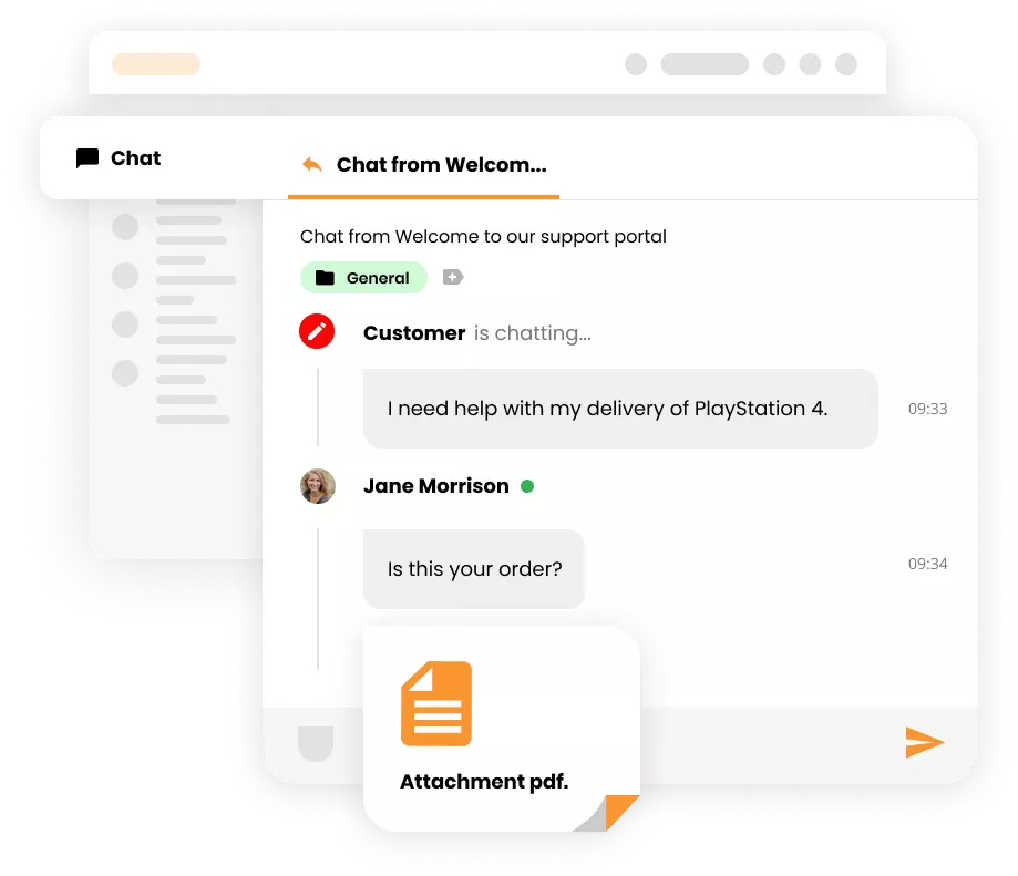 Mockup tệp đính kèm vé LiveAgent