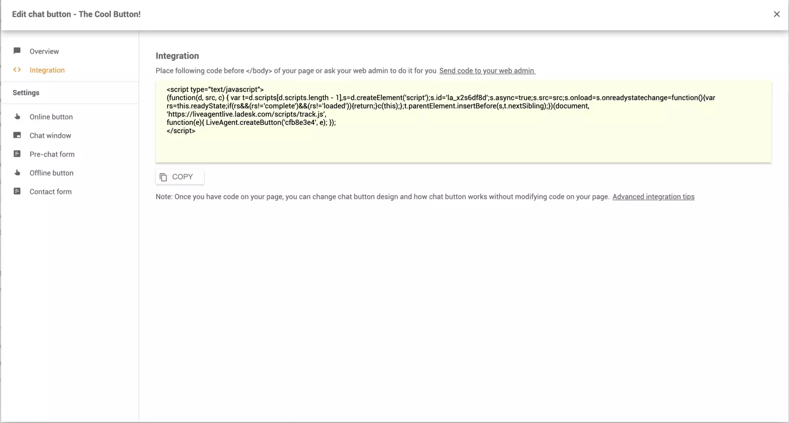 Tích hợp vào trang web
