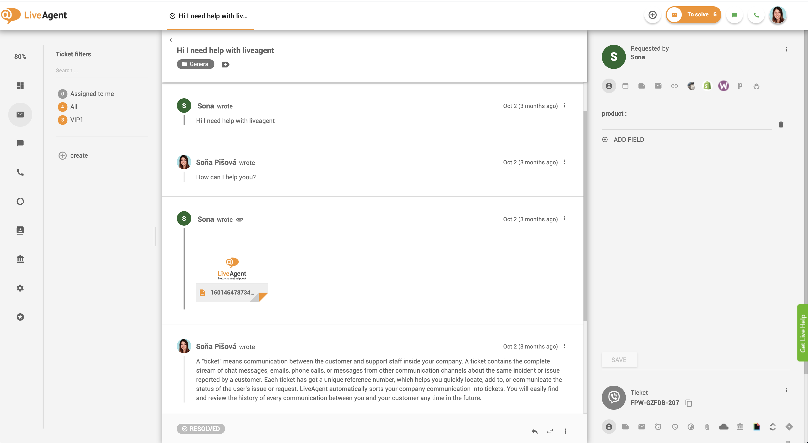 Tin nhắn Viber trong bảng điều khiển LiveAgent