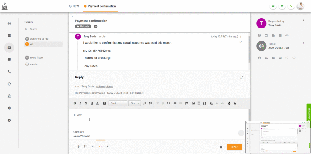 Ví dụ Vé LiveAgent