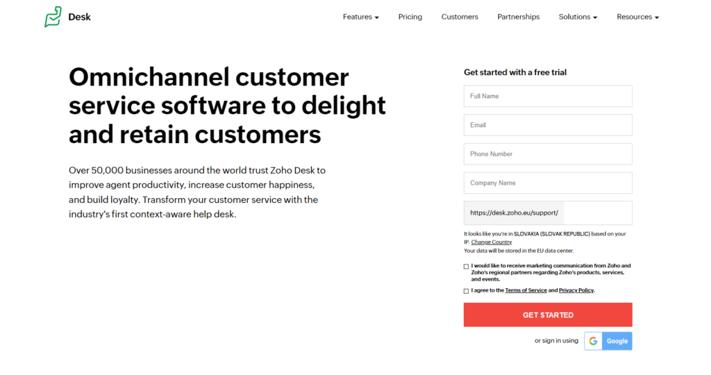 Trang chủ Zoho Desk