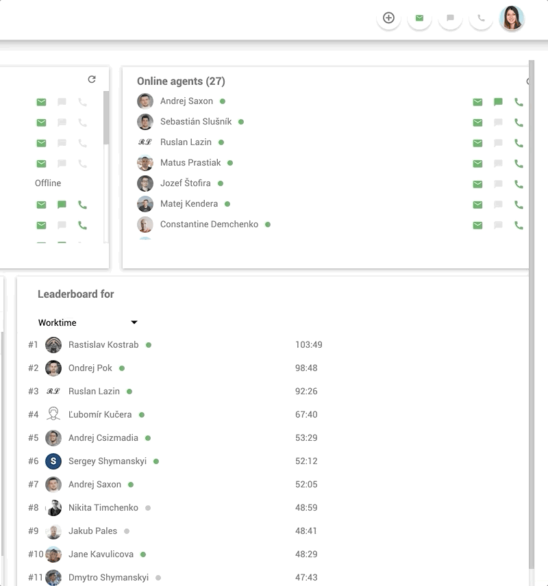 Tính năng chat nơi làm việc nội bộ trong LiveAgent - ví dụ