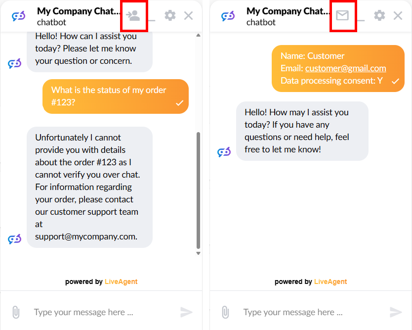 LiveAgent AI Human handover Preview