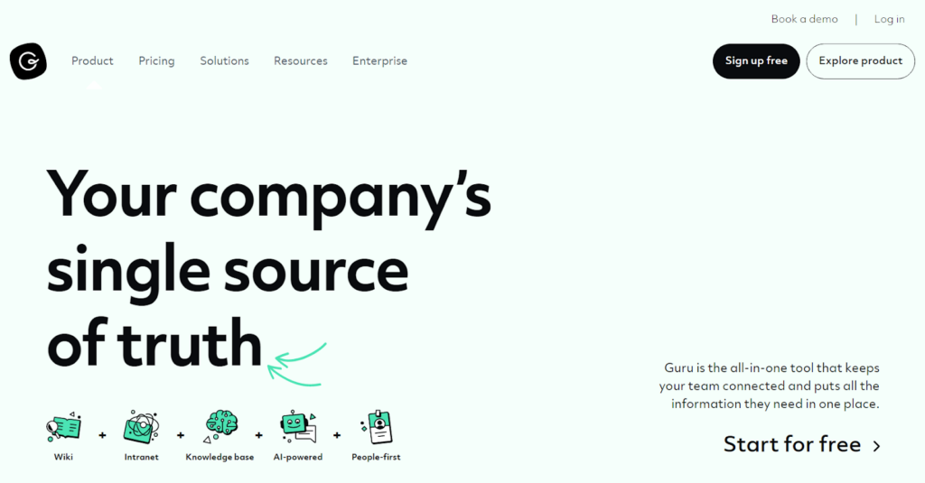 Màn hình cơ sở kiến thức hấp dẫn của Guru