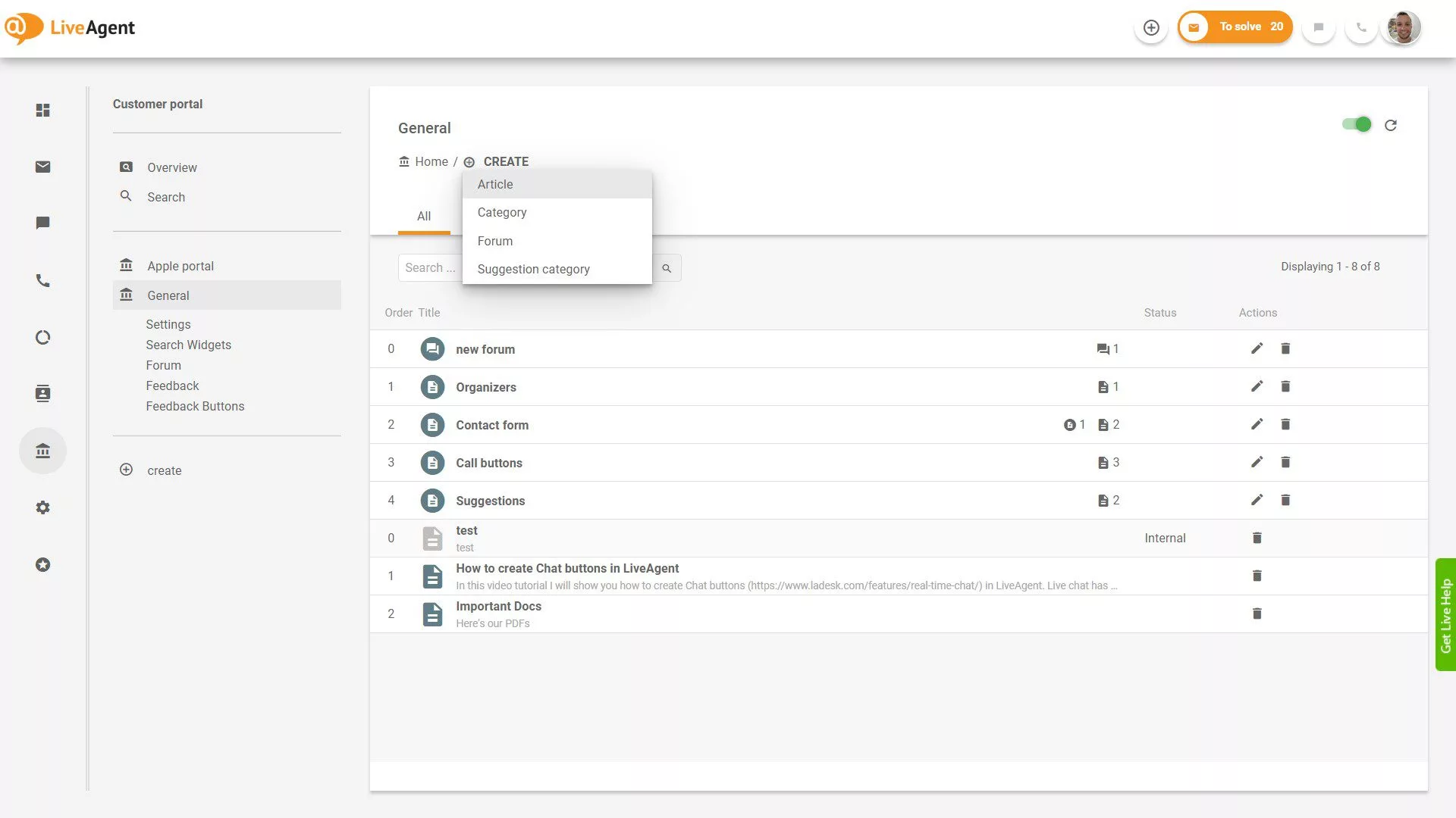 Tổng quan về Vé LiveAgent bên trong ứng dụng