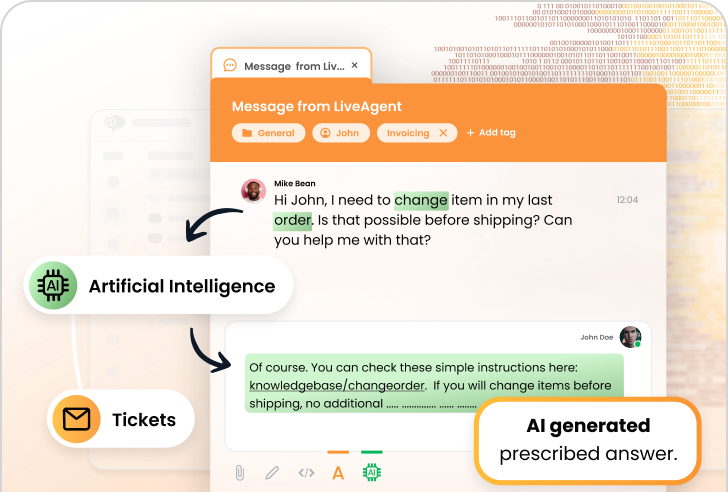Tính năng Trình soạn thảo câu trả lời AI của LiveAgent