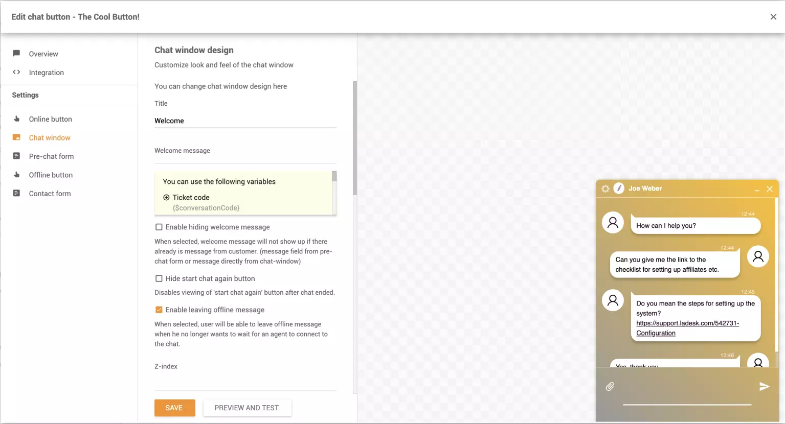 Tùy chỉnh cửa sổ trò chuyện
