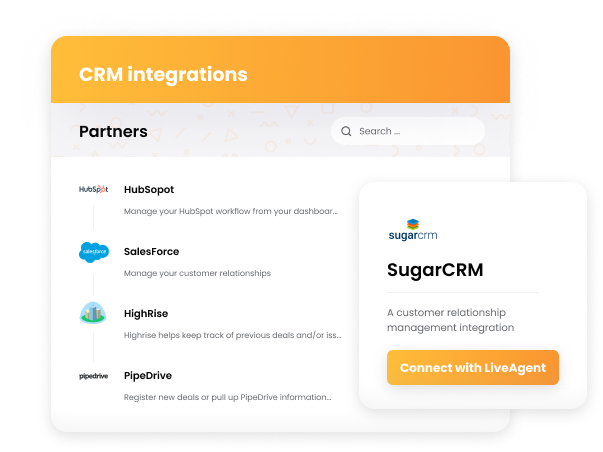 Ví dụ về một số tích hợp CRM trong LiveAgent