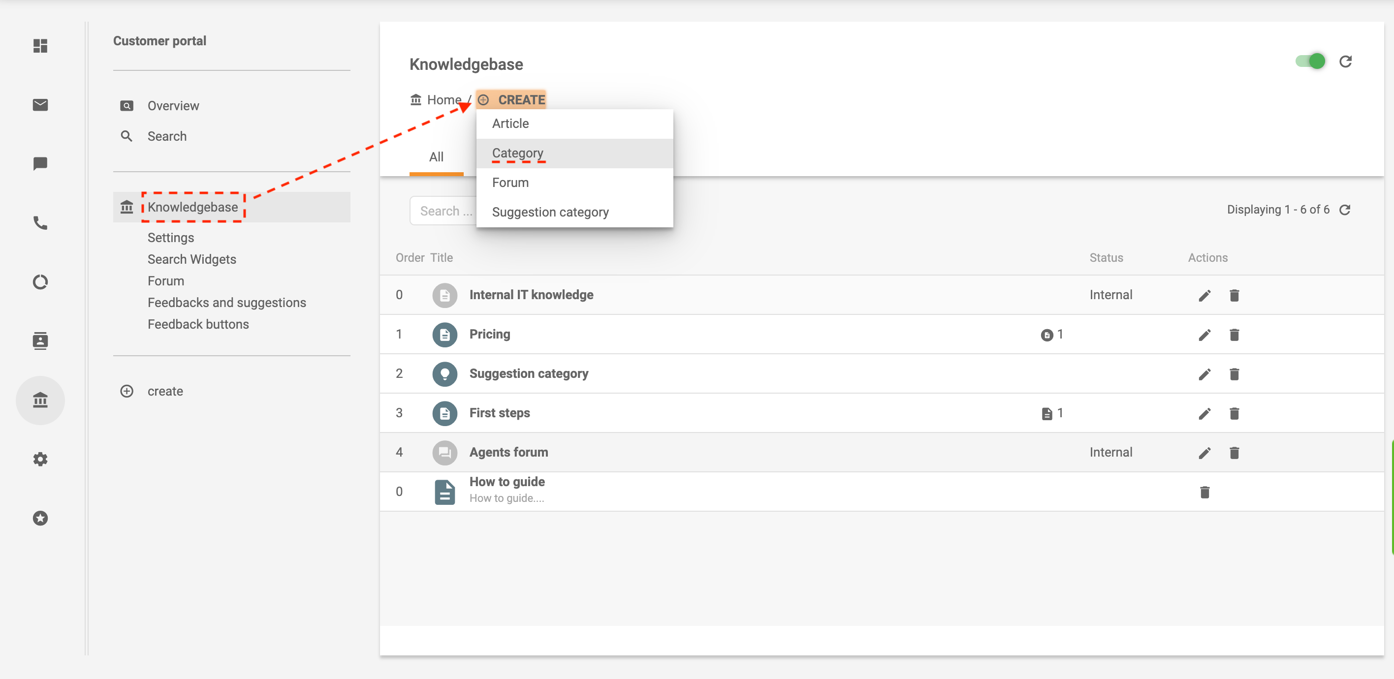 Tạo danh mục trong LiveAgent