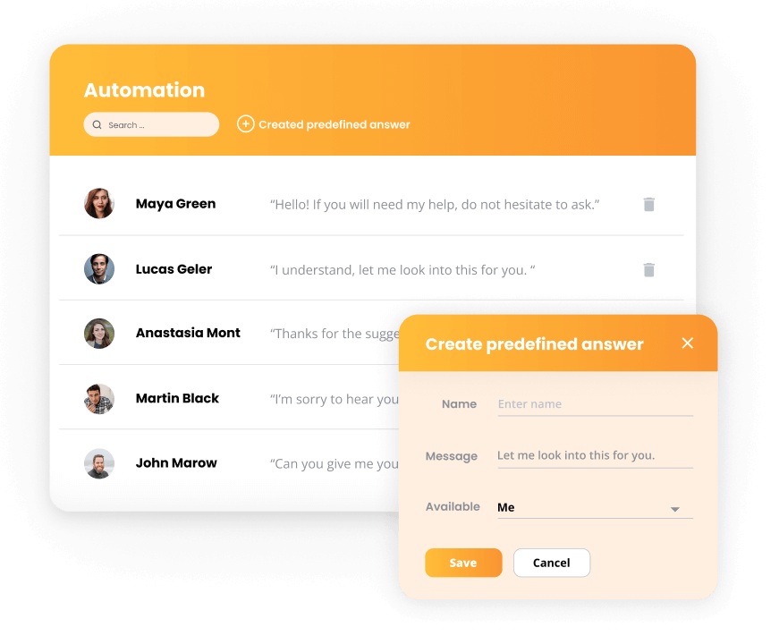Tự động hóa của LiveAgent - những câu trả lời được xác định trước
