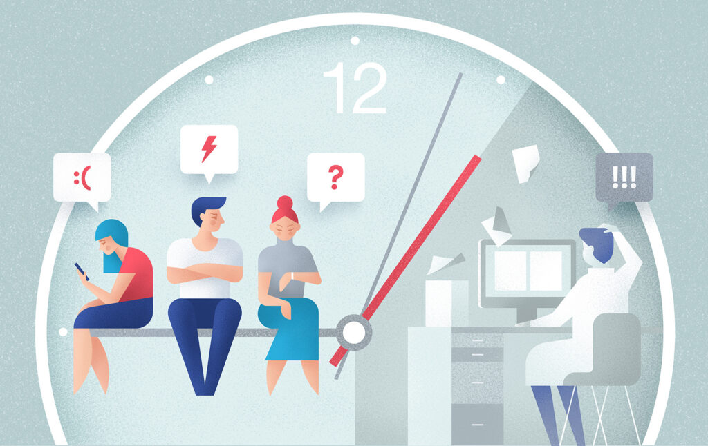 Minh họa khách hàng chờ hỗ trợ khách hàng