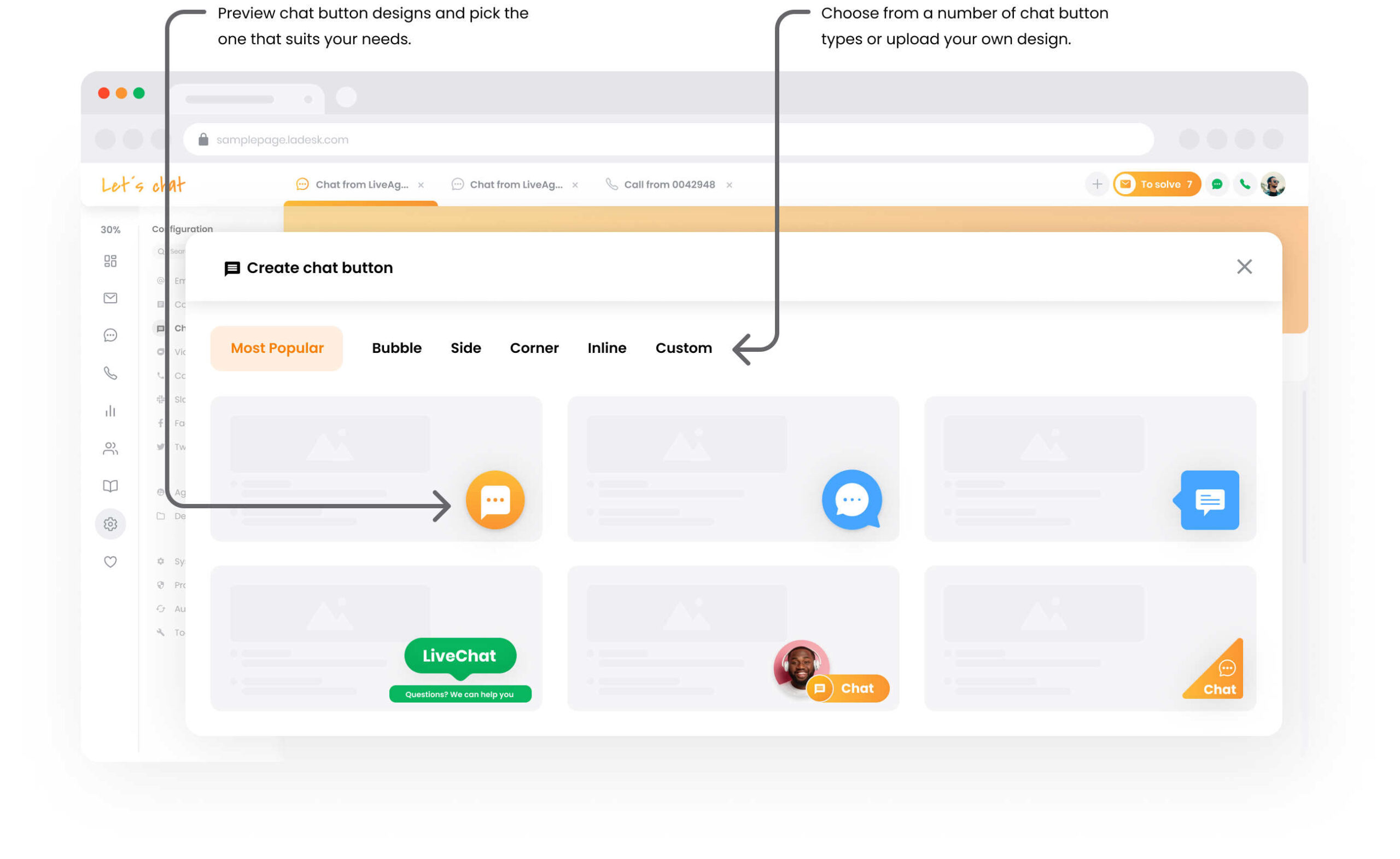 Thư viện nút trò chuyện của LiveAgent