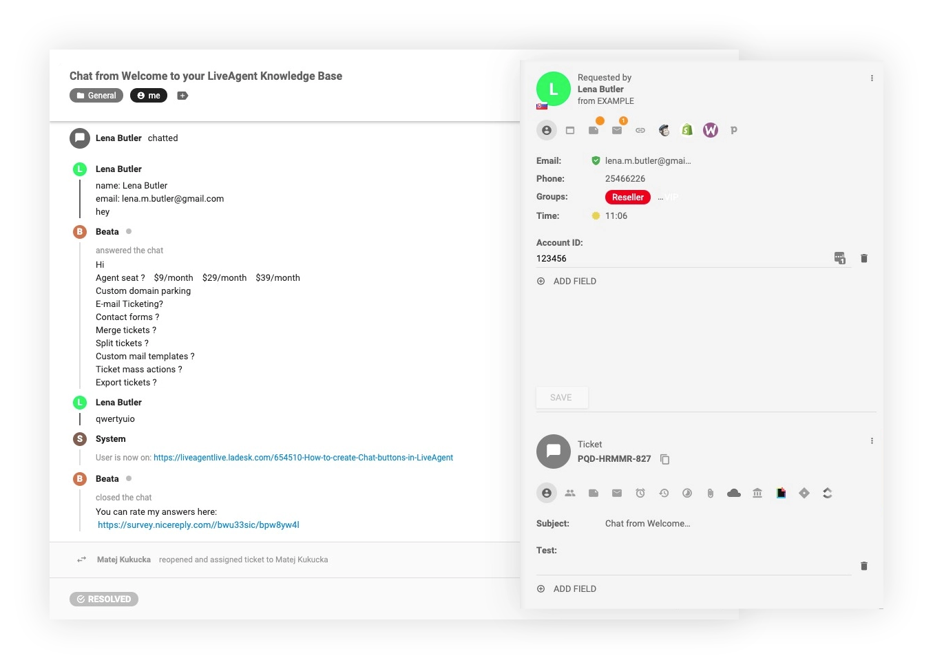 Hệ thống ticketing CRM - LiveAgent