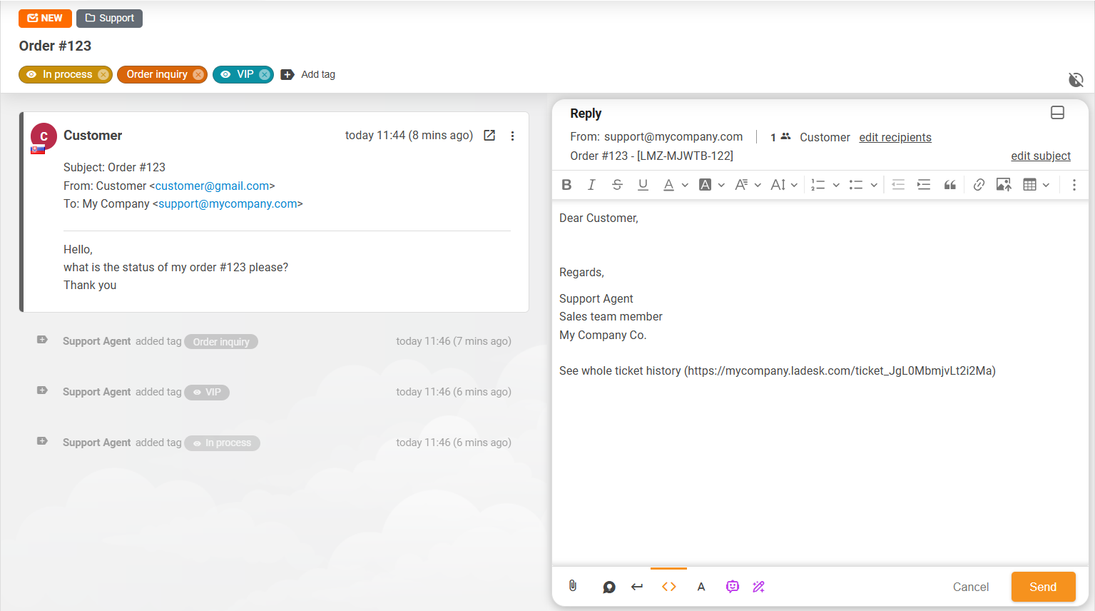Enhanced ticket layout view in LiveAgent