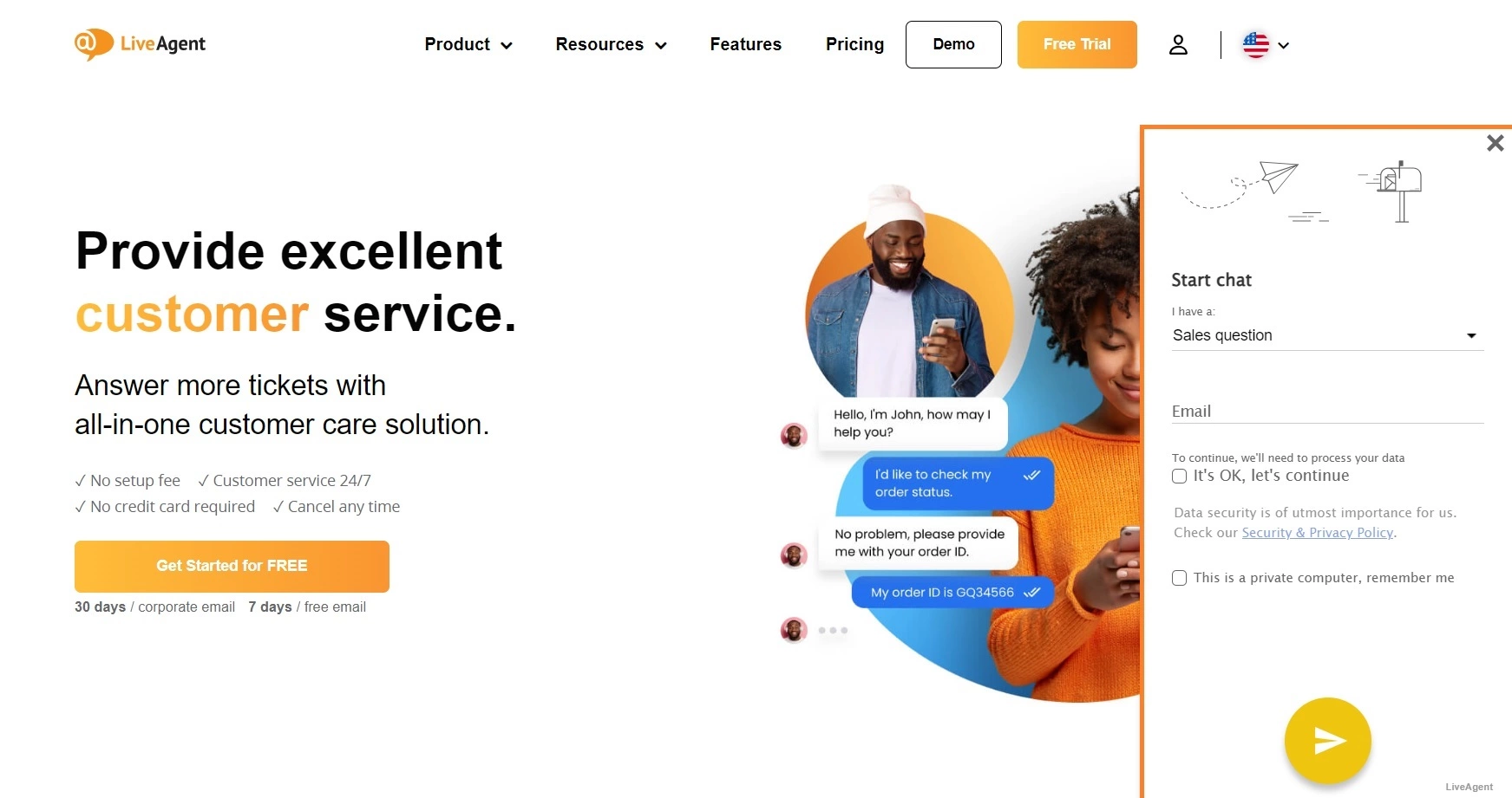 Live chat của LiveAgent để hỗ trợ khách hàng nhanh chóng và dễ dàng