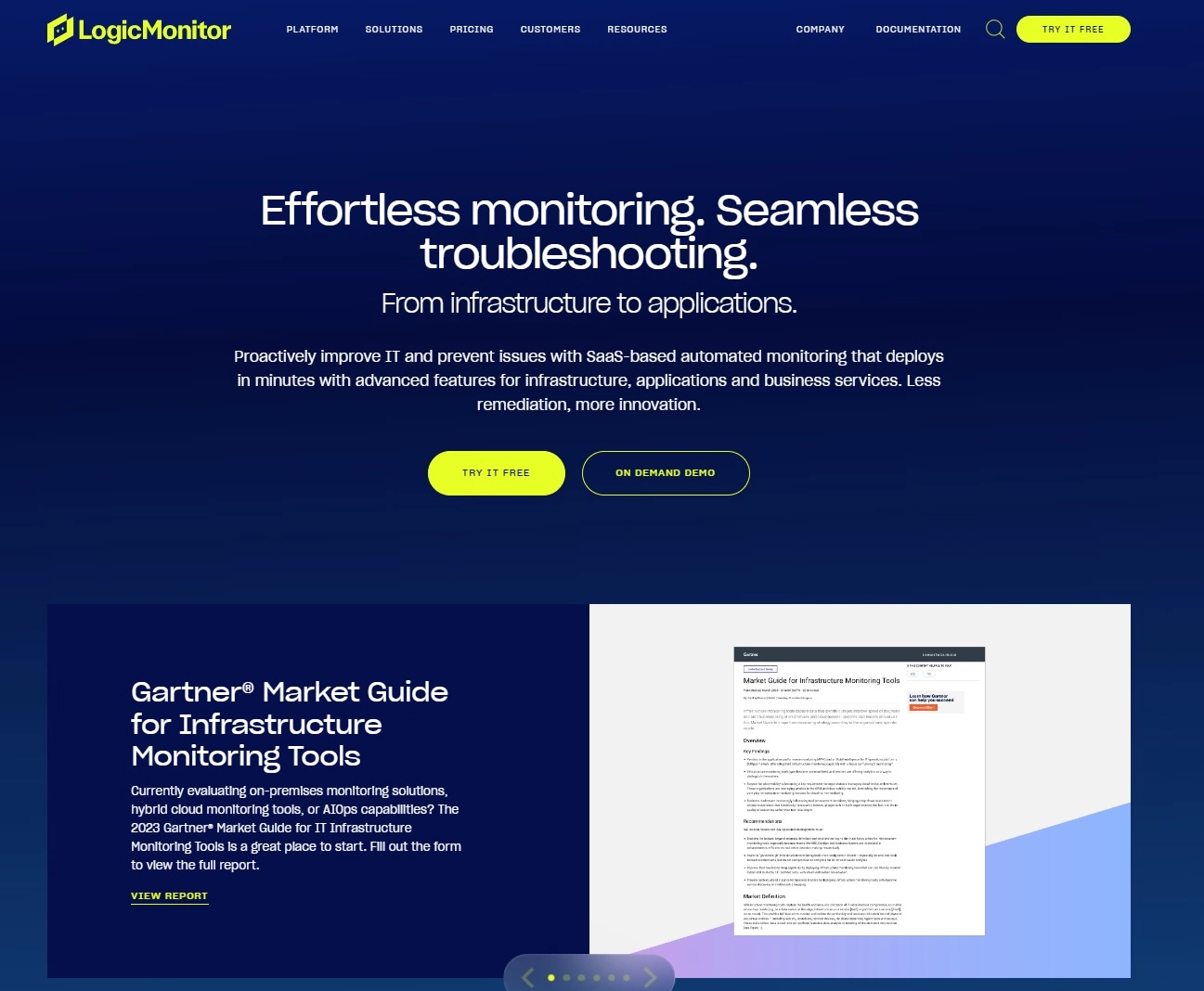 Ảnh chụp màn hình trang chủ của LogicMonitor - nền tảng hiệu suất IT để giám sát và khắc phục sự cố dễ dàng