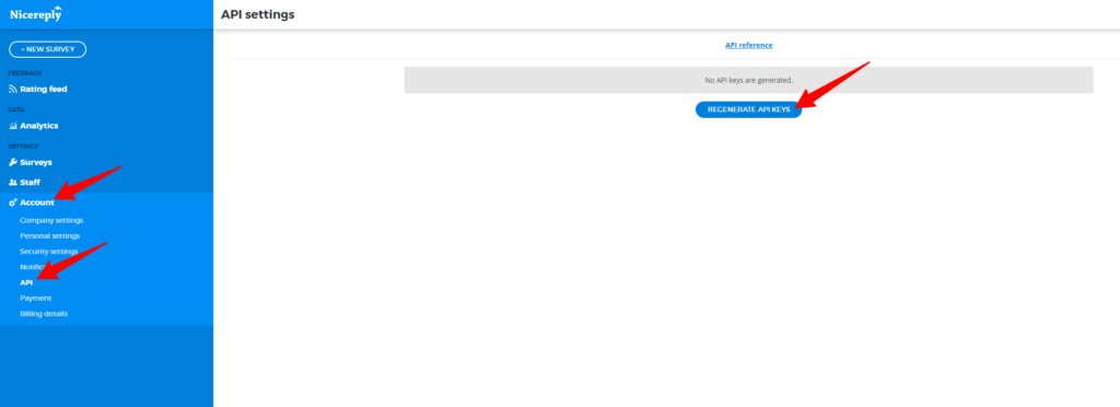 Cách tạo khóa API trong tài khoản Nicereply