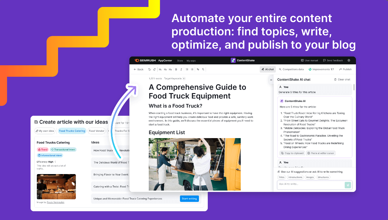 Cửa sổ trò chuyện Semrush Content Shake AI