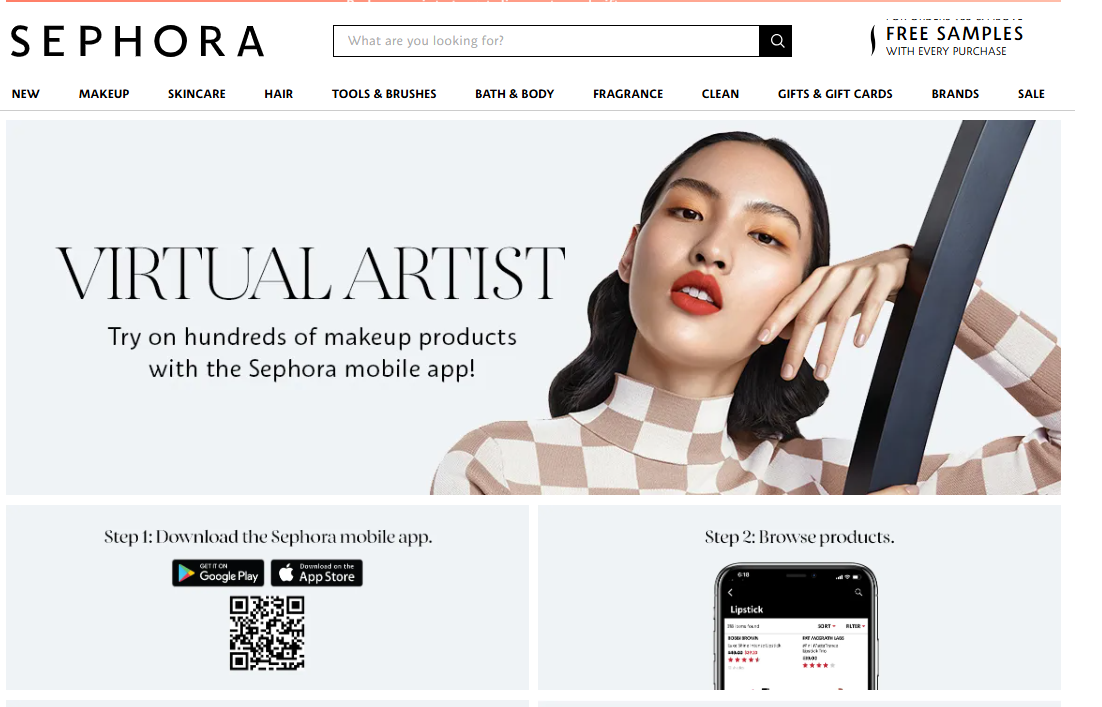 Trợ lý ảo Sephora. Xem trước Virtual Artist
