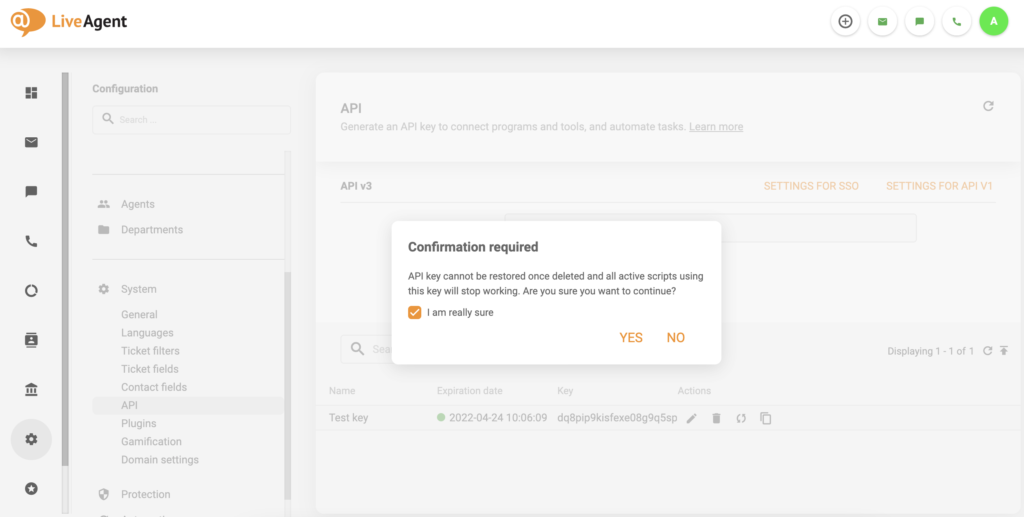 Xác nhận xóa API v3 với một hộp kiểm
