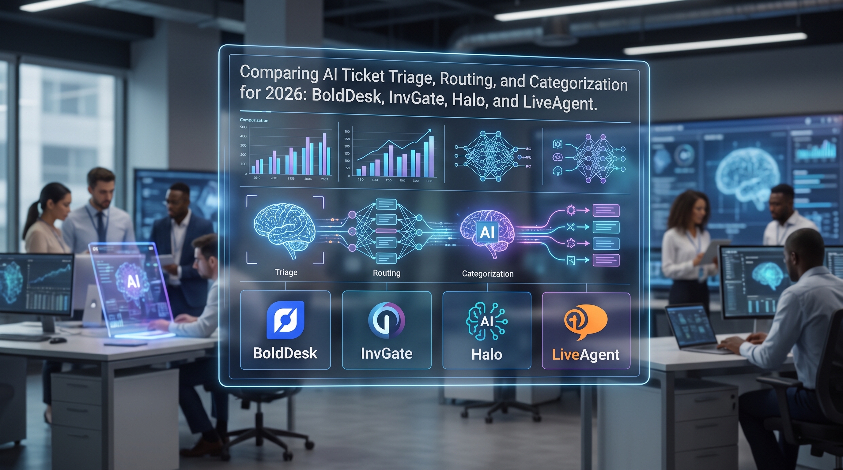 BoldDesk vs InvGate vs Halo vs LiveAgent: So sánh phân loại, định tuyến và phân loại vé AI năm 2026