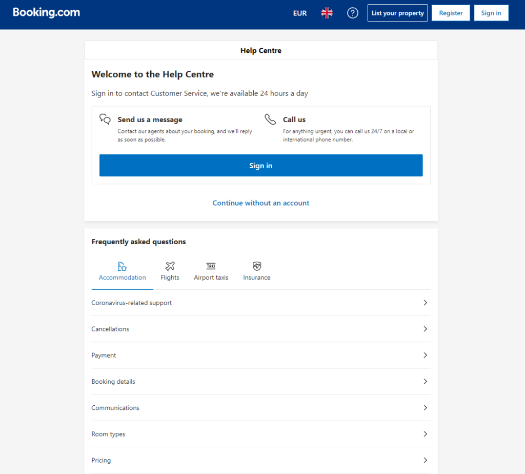 Trung tâm trợ giúp Booking.com