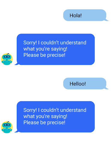 Ví dụ về chatbot không hiểu lời chào