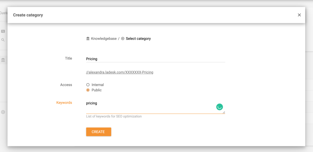 Tạo một danh mục cơ sở kiến thức trong LiveAgent