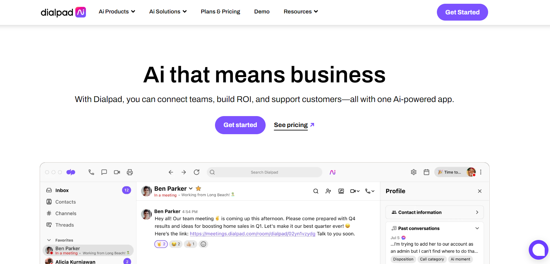 Trang chủ phần mềm trung tâm cuộc gọi Dialpad