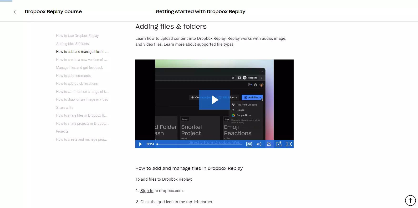 Dropbox video tutorial