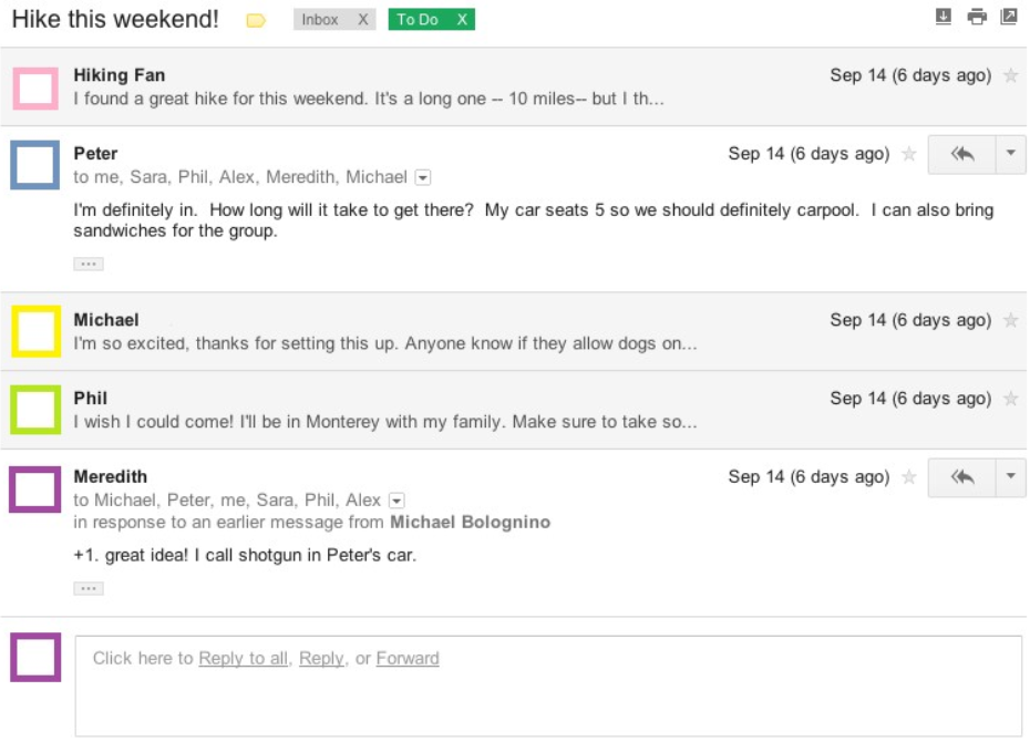 Một ví dụ về luồng email được tổ chức