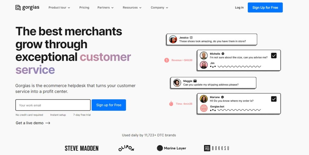 Trang chủ Gorgias - phần mềm trò chuyện trực tiếp thương mại điện tử tập trung vào lợi nhuận