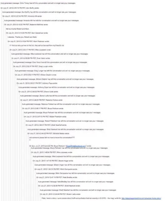 Một chuỗi email dài và không được tổ chức.