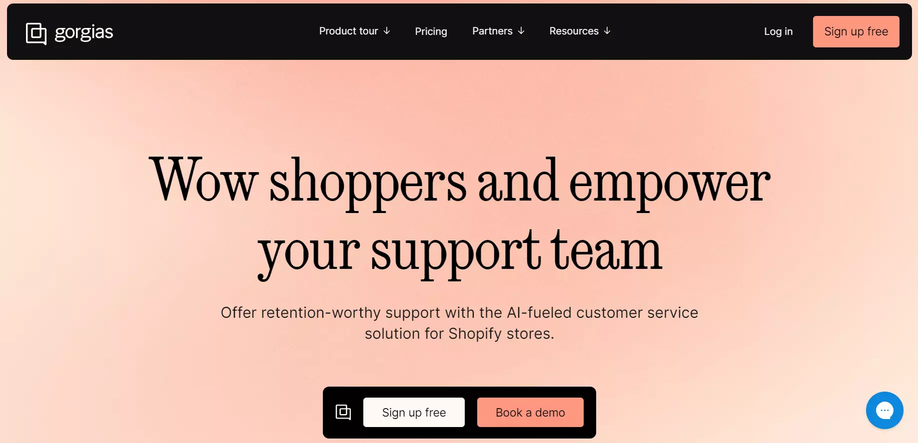 Ảnh chụp màn hình trang chủ Gorgias - giải pháp dịch vụ khách hàng được hỗ trợ bởi AI