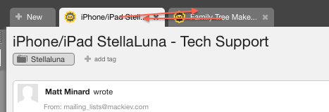 LiveAgent - Khả năng sắp xếp lại thẻ ticket trên thanh tiêu đề bảng điều khiển agent