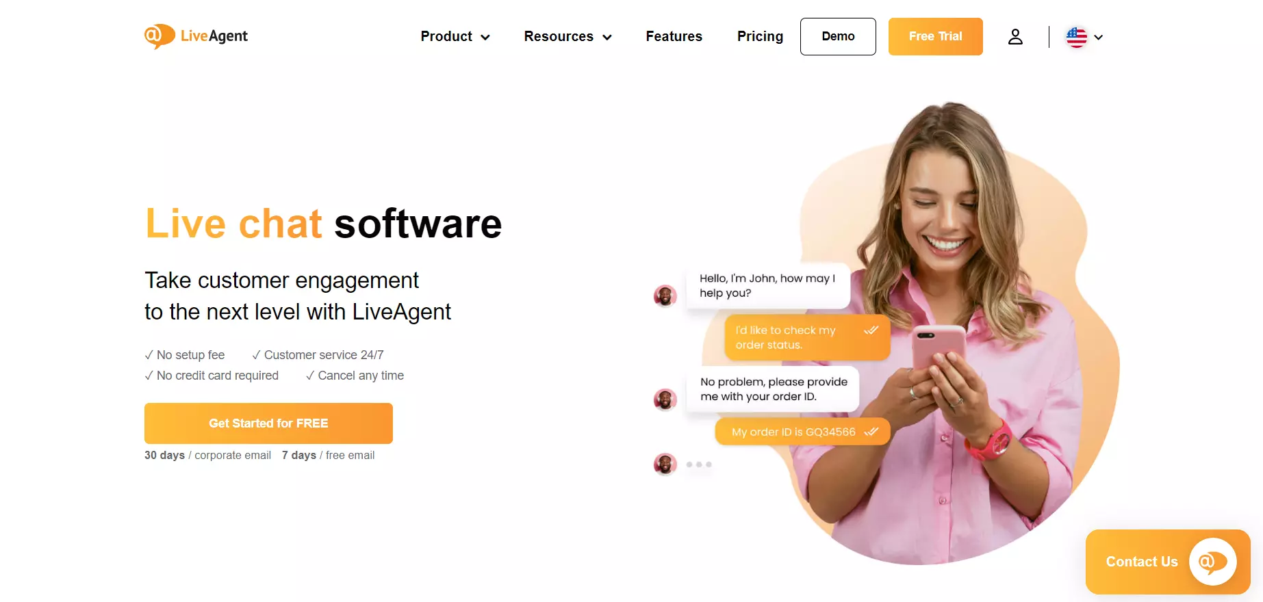 Ảnh chụp màn hình trang chủ LiveAgent, phần mềm trò chuyện trực tiếp để kết nối thực tế