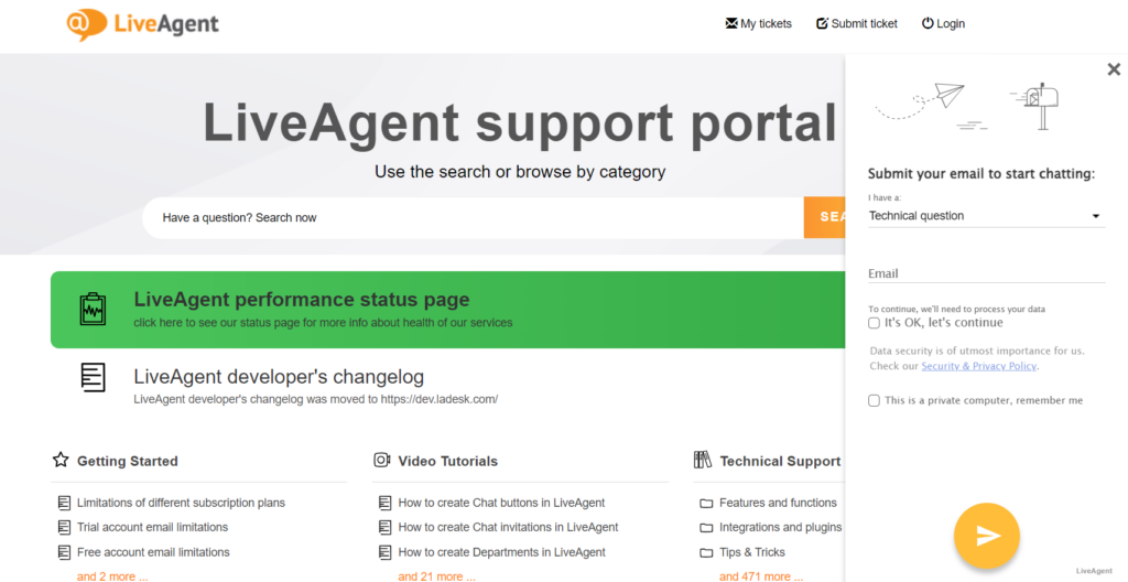 LiveAgent knowledge base support portal