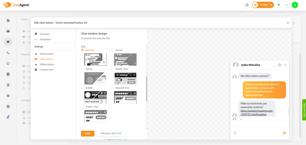 Thiết kế mới của cửa sổ trò chuyện trực tiếp LiveAgent