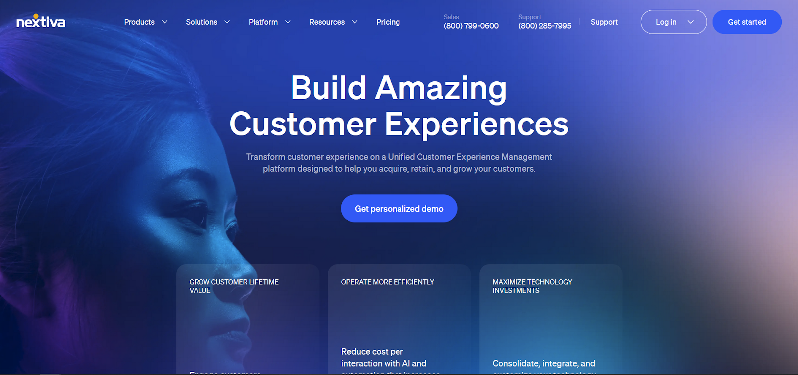 Trang chủ phần mềm trung tâm cuộc gọi Nextiva