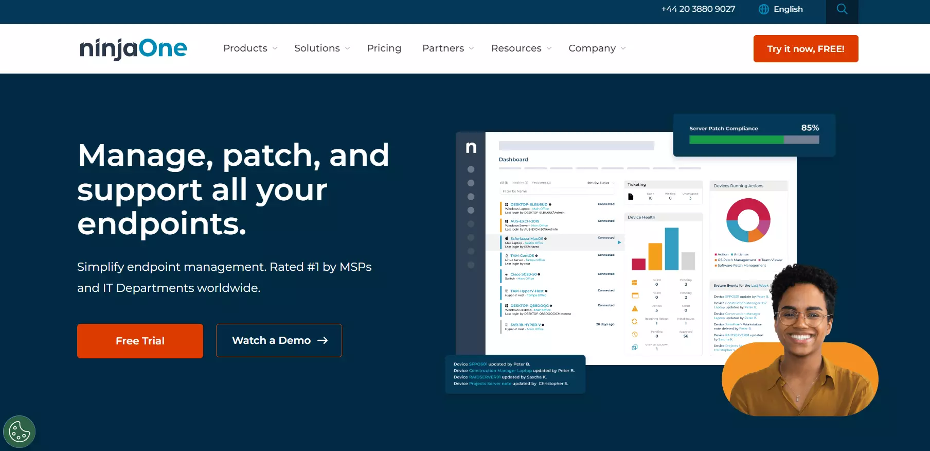 Trang chủ của NinjaOne - nền tảng quản lý IT hoàn chỉnh