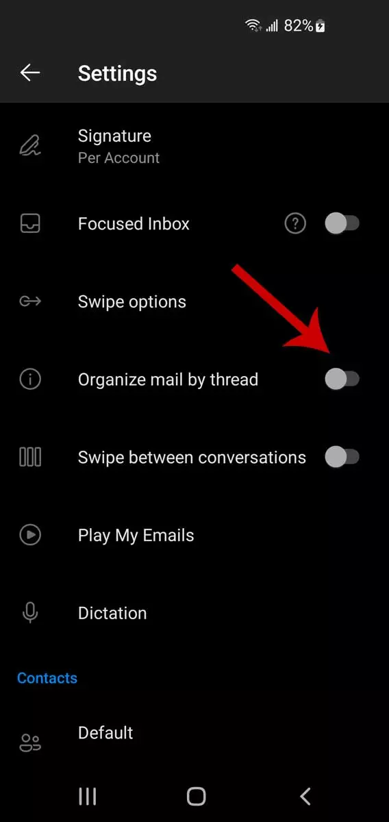 Threading email Outlook trên các thiết bị di động, bước 3