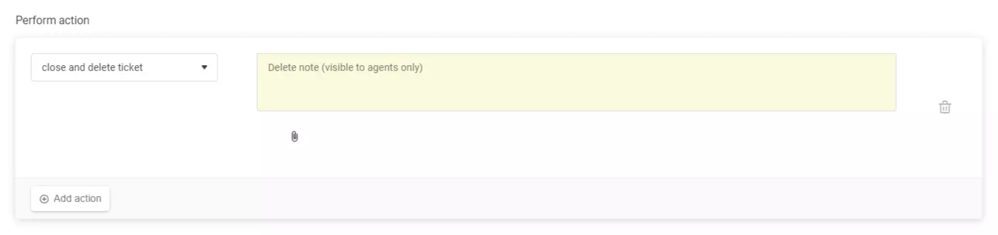 Thiết lập quy tắc tự động hiển thị hành động 'đóng và xóa vé' trong LiveAgent