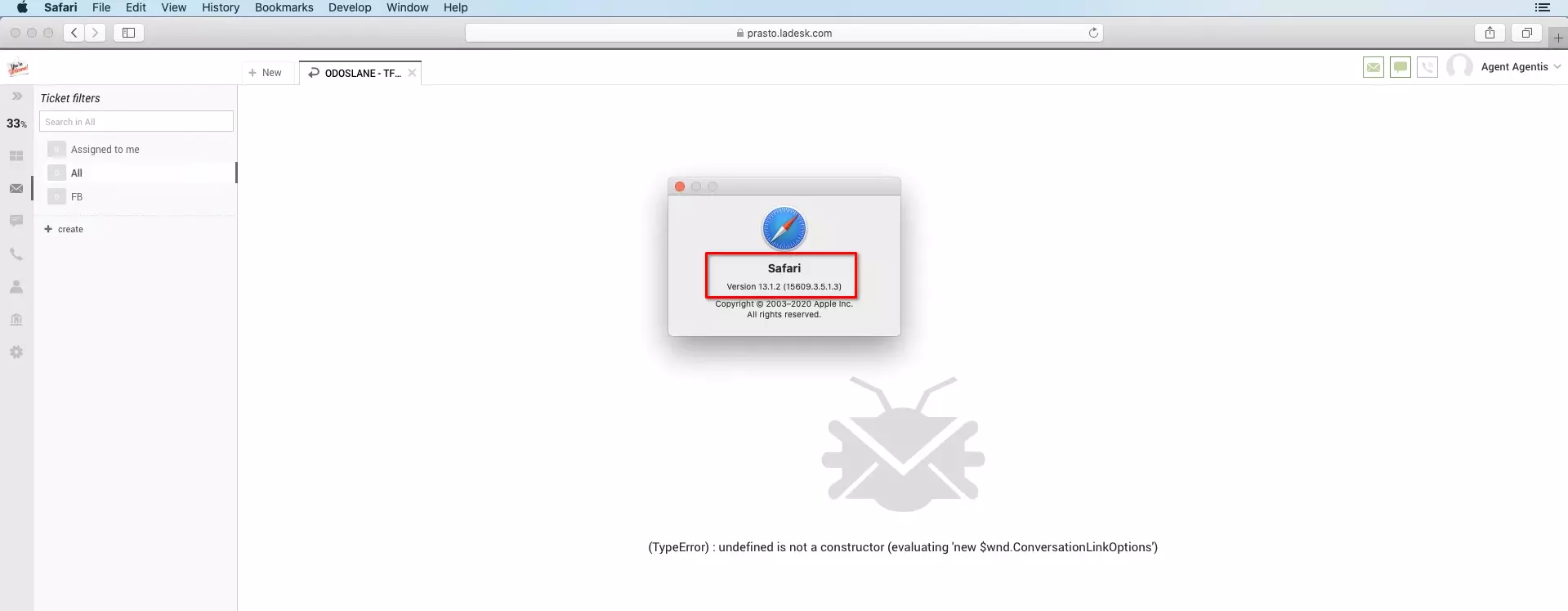 LiveAgent trong các trình duyệt Safari sau khi cập nhật