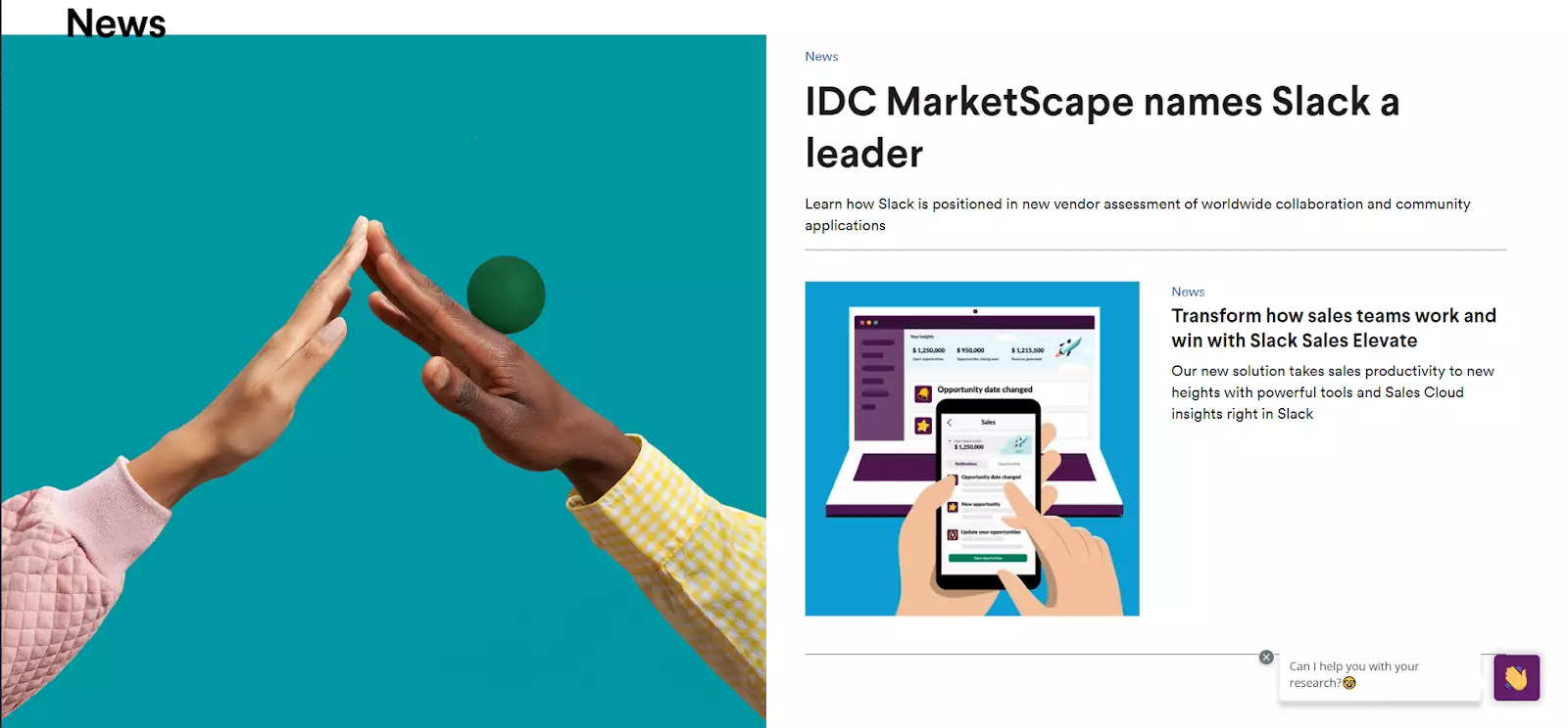 Ảnh chụp trang blog của Slack