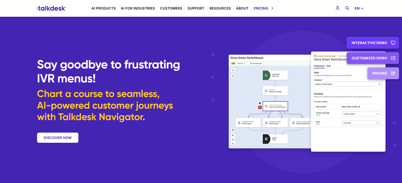 Trang chủ phần mềm trung tâm cuộc gọi Talkdesk