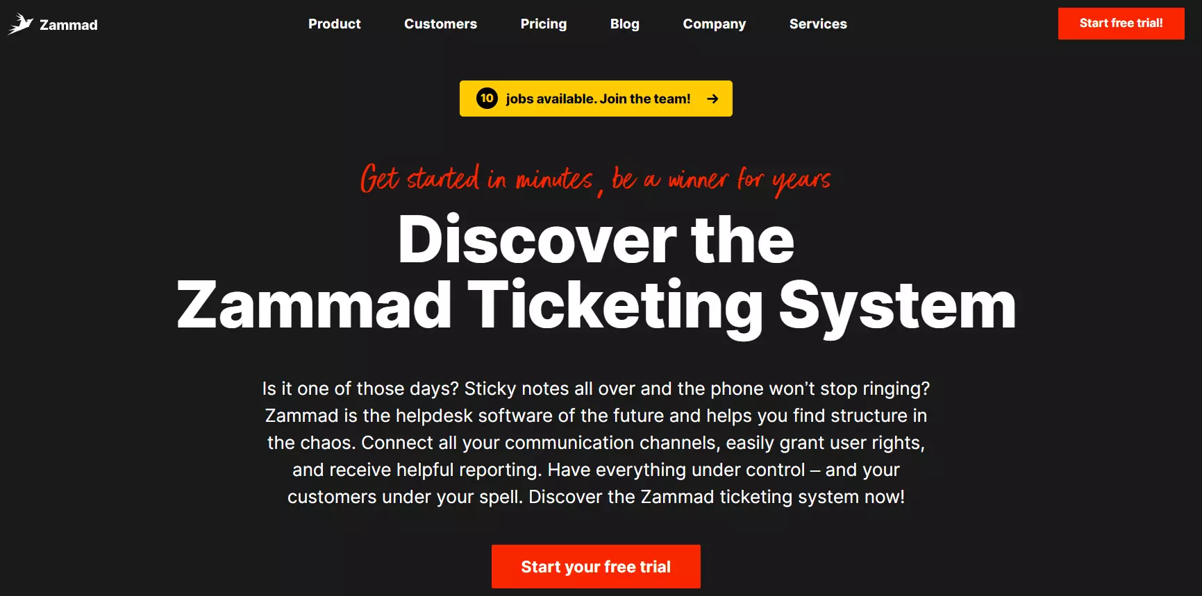 Zammad homepage - Open source unified ticketing system