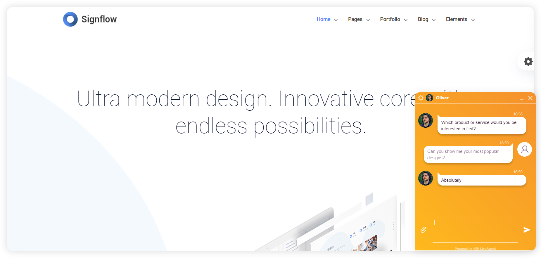 Ví dụ về cửa sổ lời mời trò chuyện chủ động