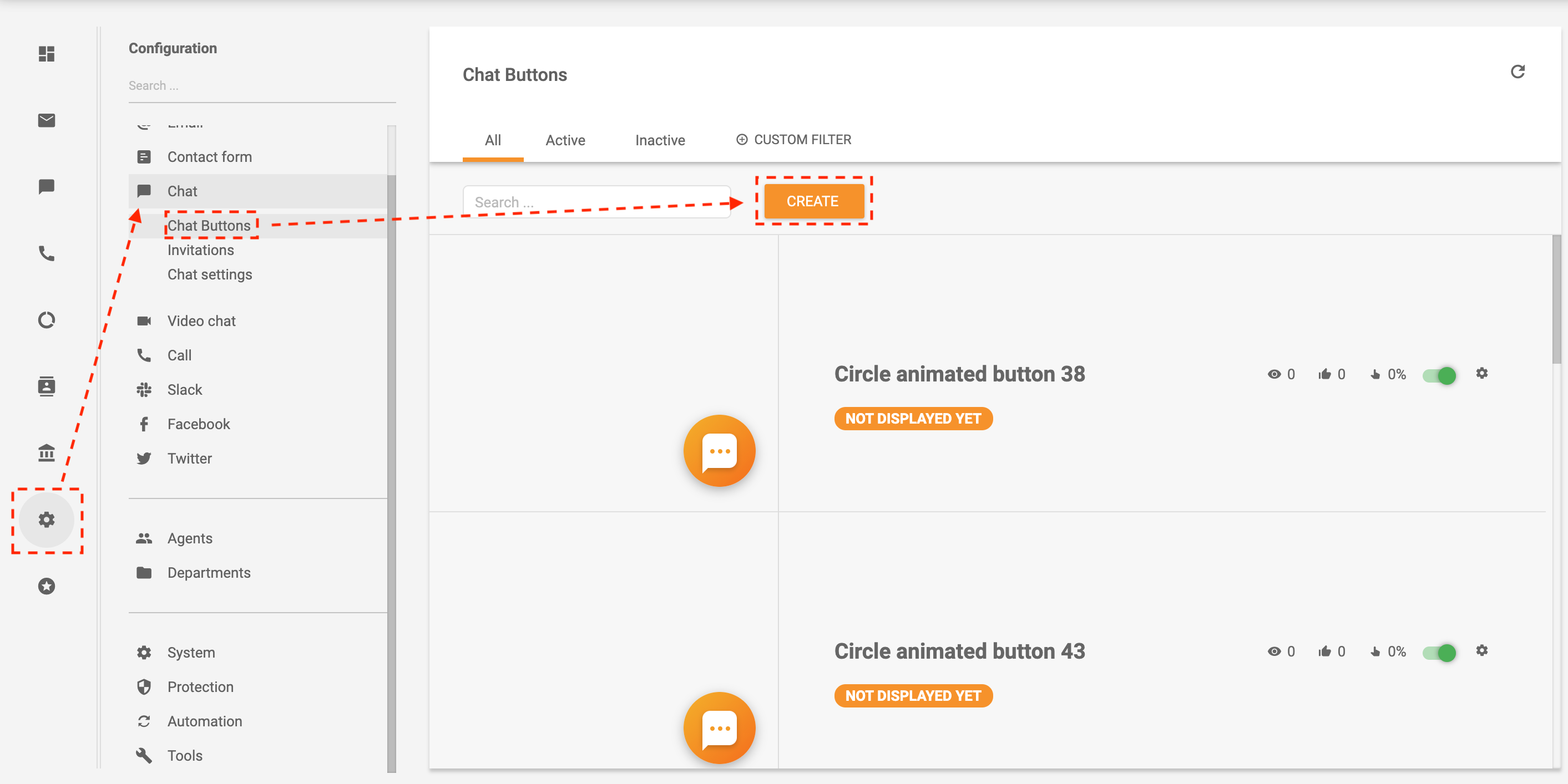 Ví dụ về cách tạo nút trò chuyện