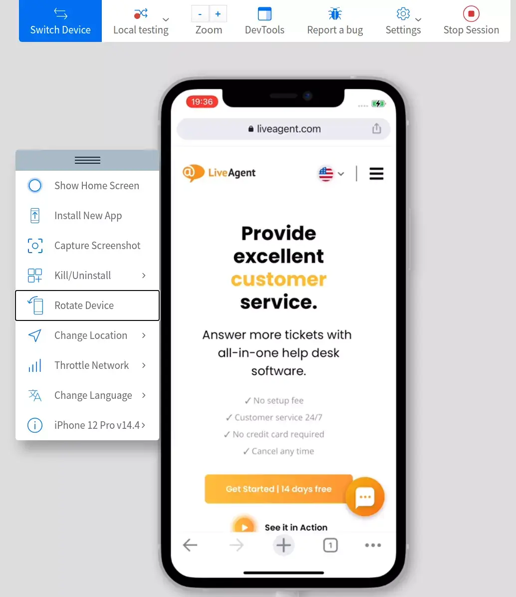 Mô phỏng trang BrowserStack