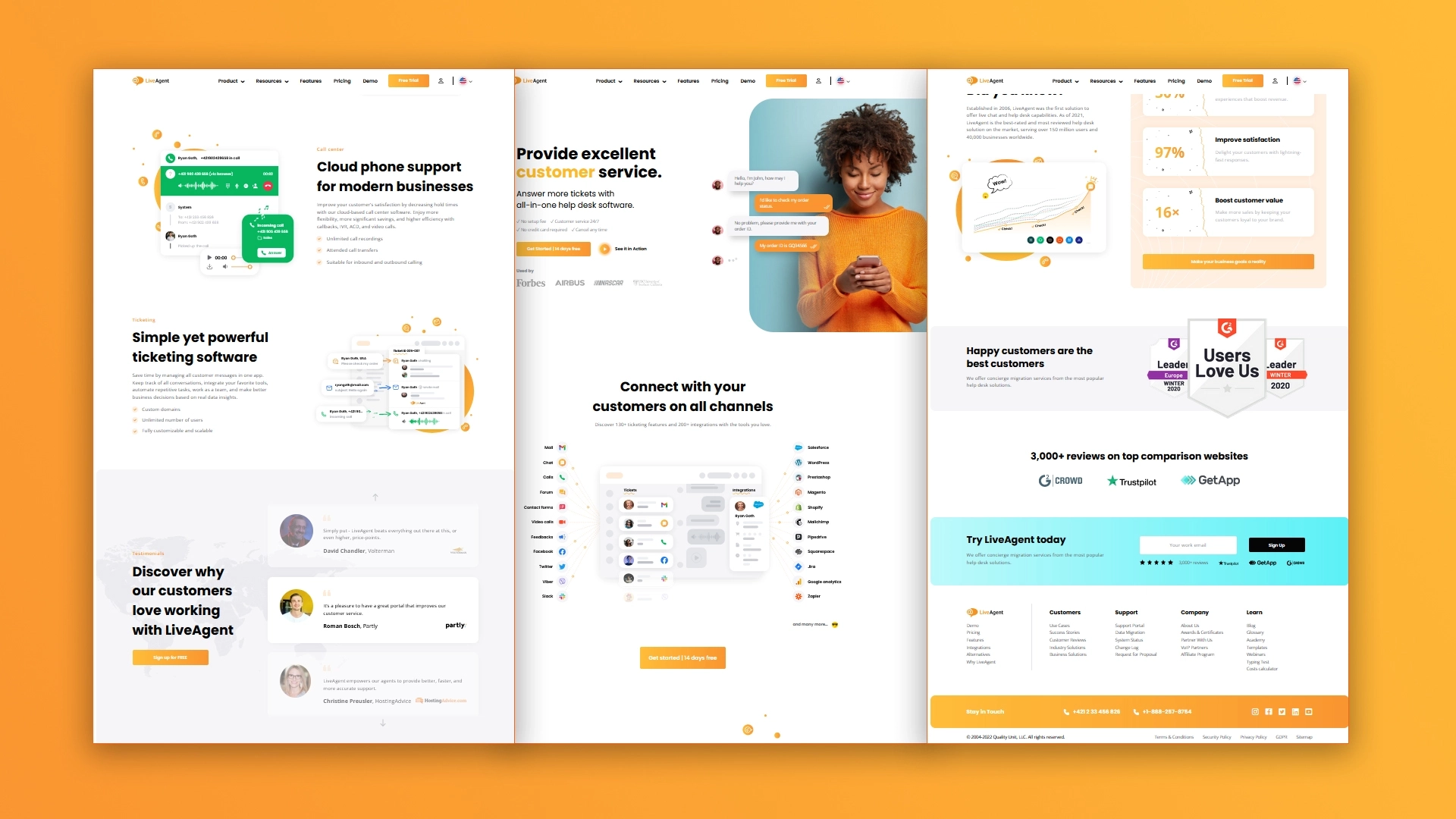 Trang chủ của LiveAgent